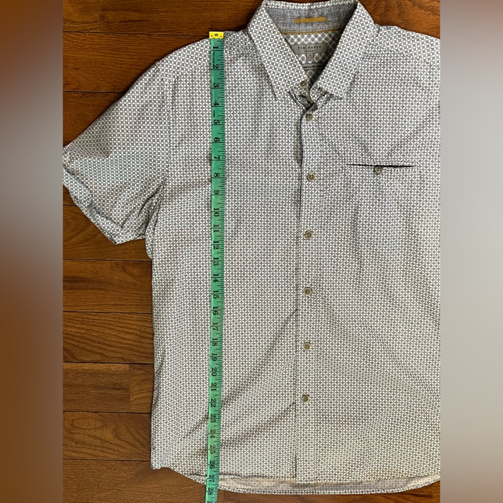 Ted Baker London Men’s Geometric Micro Print Short Sleeve Button Down Shirt M/L - Picture 9 of 10
